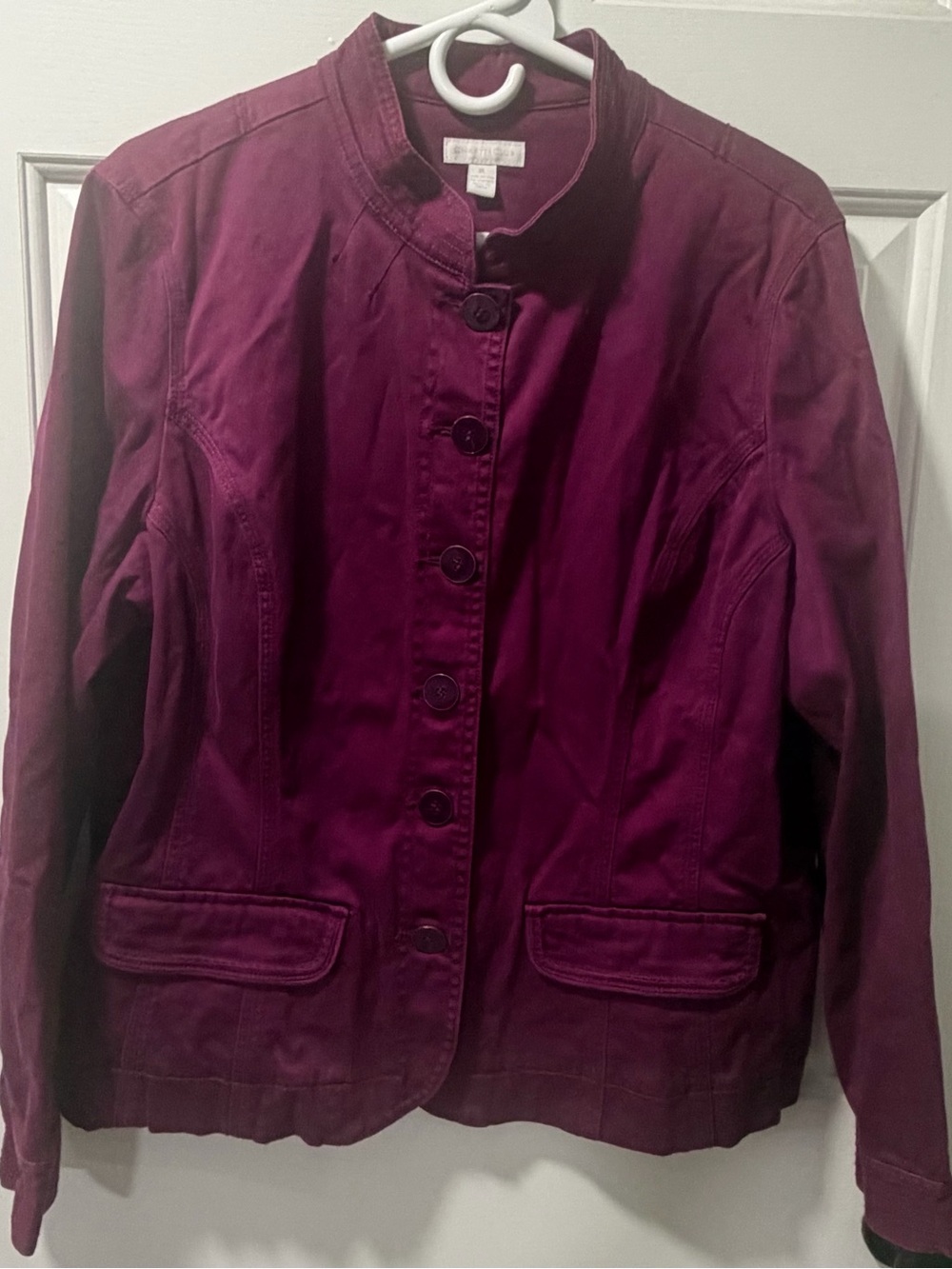 Charter Club Plum Button-Front Utility Jacket - Size XL - Picture 1 of 4